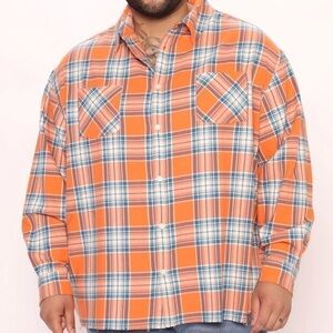 DOWNTOWN RAW HEM MEN FLANNEL LONG SLEEVE WOVEN TOP